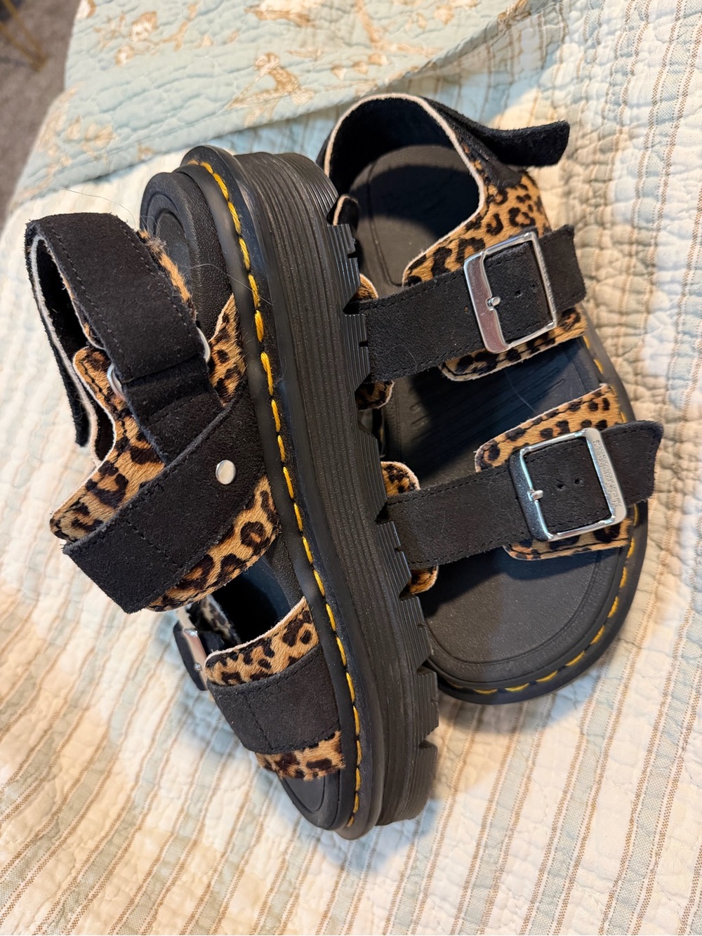 Dr. Martens Zebzag Leopard Hair on Leather Sandals - Picture 2 of 6